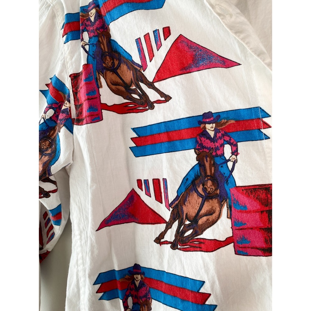 Vintage Adobe Rose Button Up Shirt M Barrel Racing Retro Cowgirl Rodeo Western - Picture 3 of 8